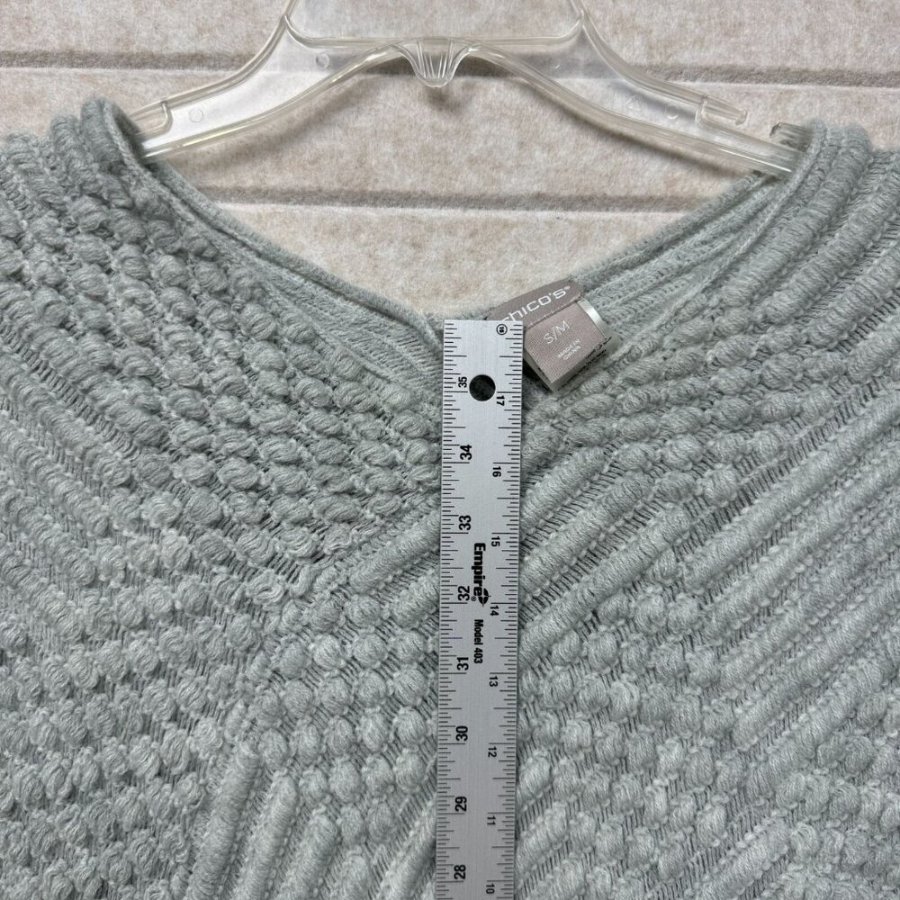 Chico’s Womens Poncho Sweater Gray Textured Knit Pullover Top S/M - Picture 5 of 6